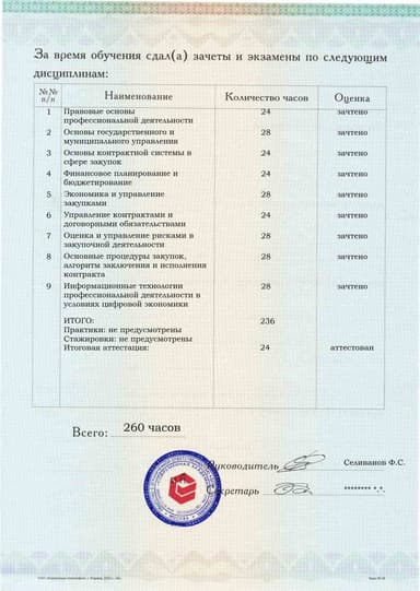 Образец приложения оборотная сторона (аттестационная работа) по программе Эксперт в сфере закупок