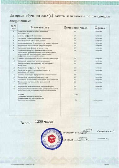 Образец приложения оборотная сторона (аттестационная работа) по программе Цифровой куратор