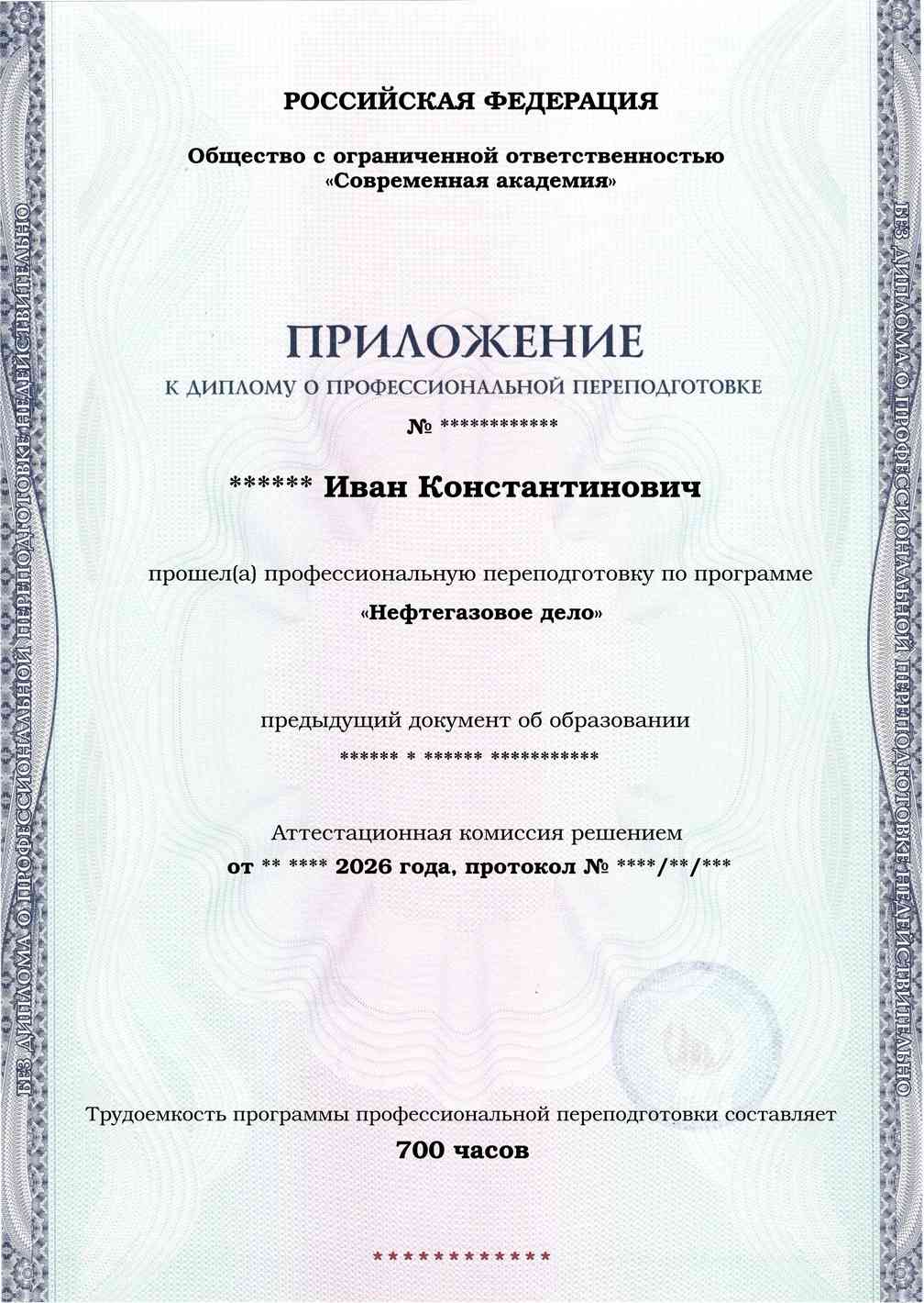 Образец приложения лицевая сторона (итоговое тестирование) по программе Нефтегазовое дело