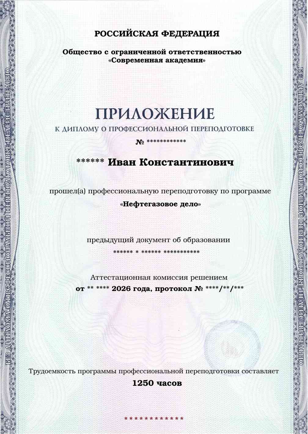 Образец приложения лицевая сторона (итоговое тестирование) по программе Нефтегазовое дело