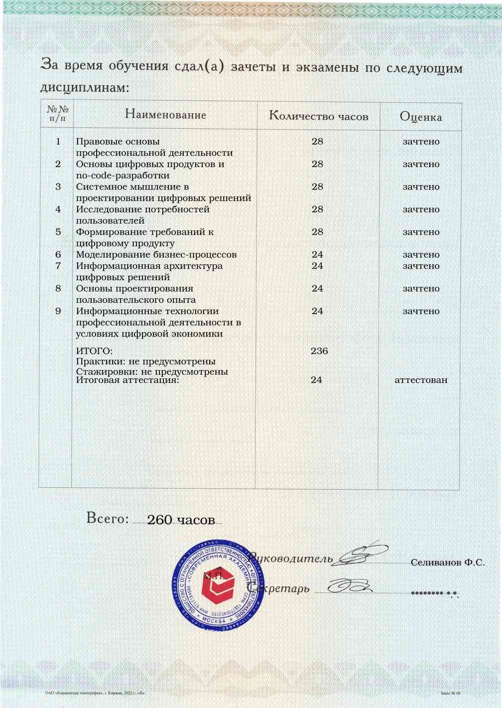 Образец приложения оборотная сторона (аттестационная работа) по программе Создание цифровых решений без программирования