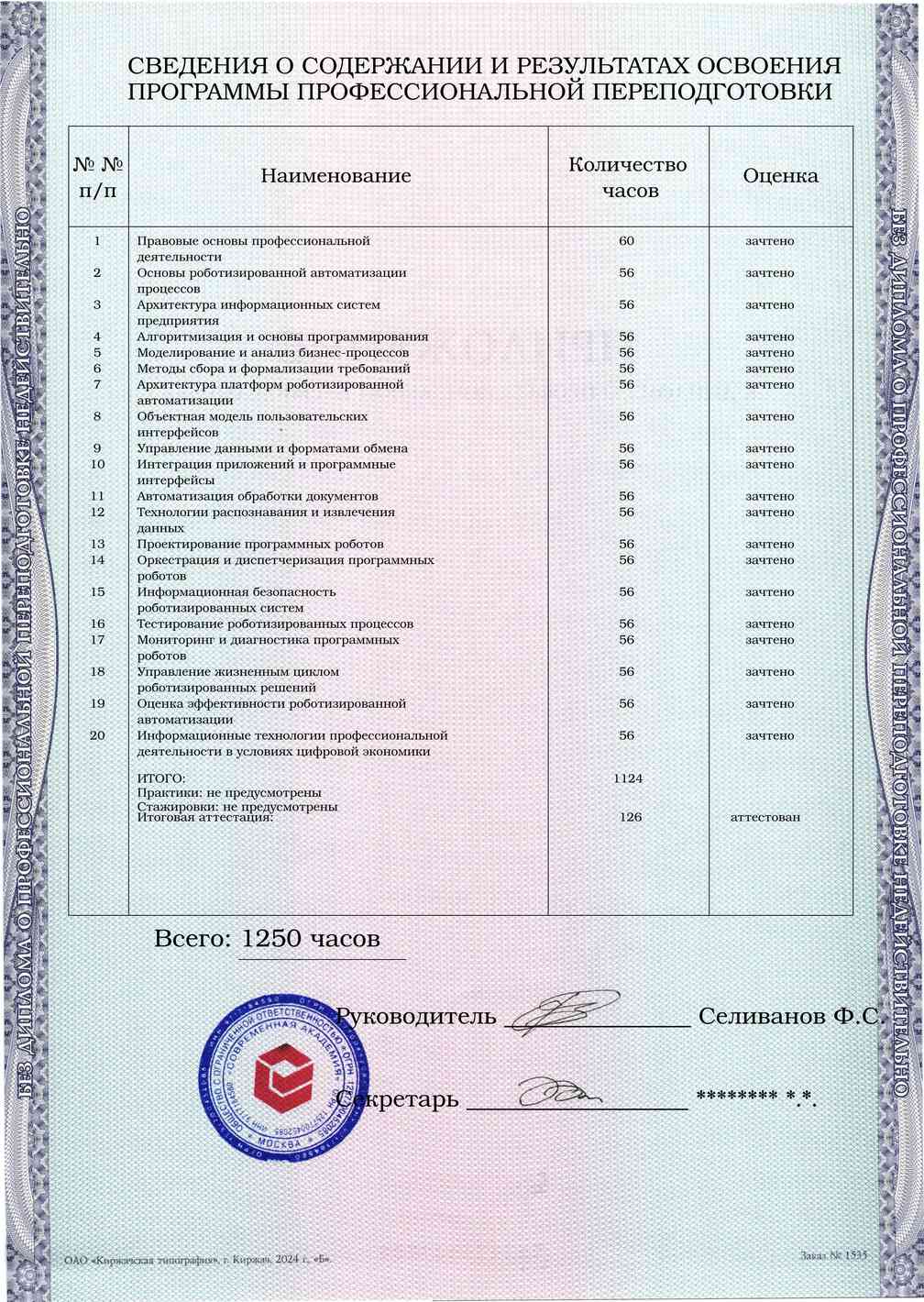 Образец приложения оборотная сторона (итоговое тестирование) по программе Роботизированная автоматизация процессов