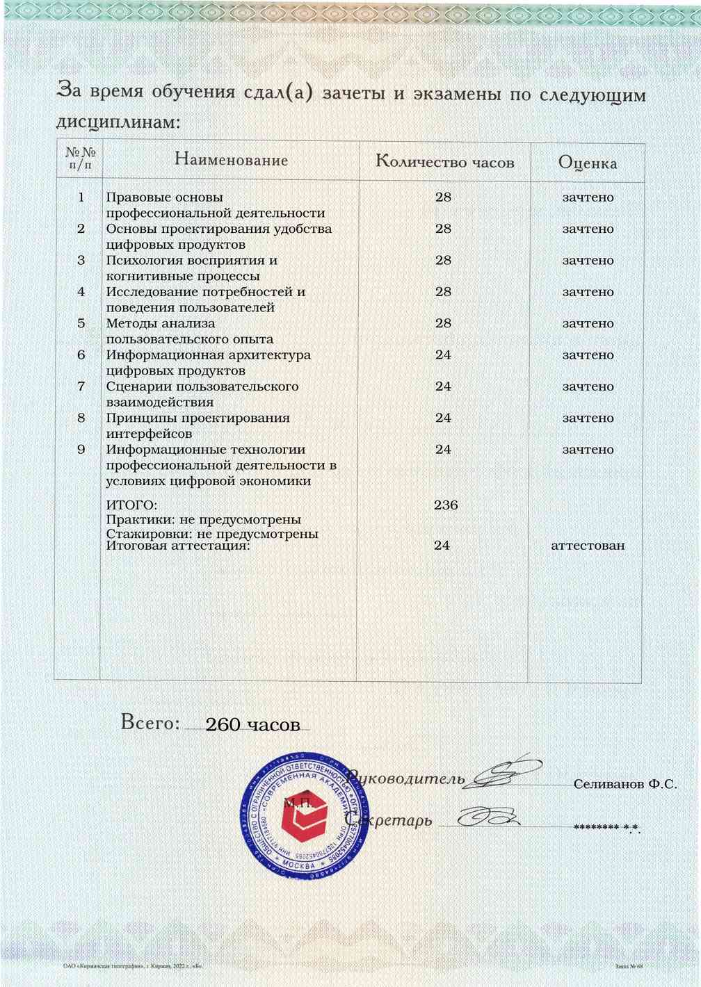 Образец приложения оборотная сторона (аттестационная работа) по программе Проектирование удобства цифровых продуктов